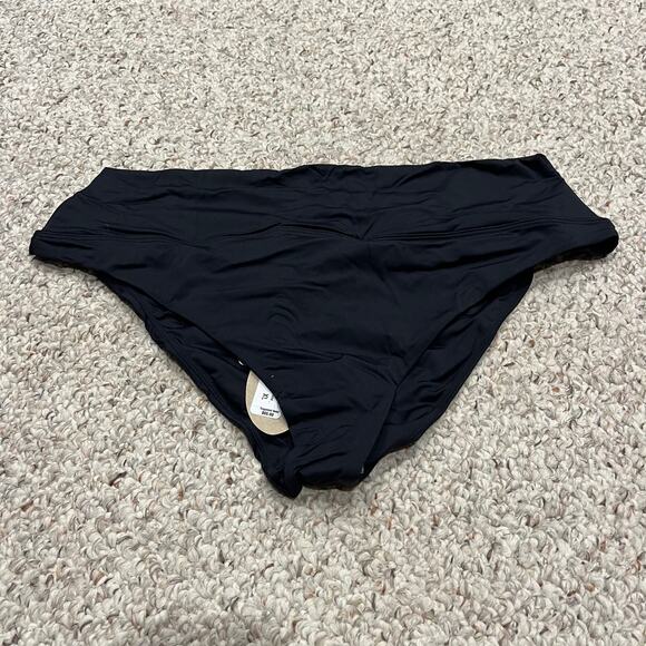 NWT Prana Aurelia Swim Bikini Bottom Sz XL Ruched Black Summer Beach Vacation - Picture 1 of 7